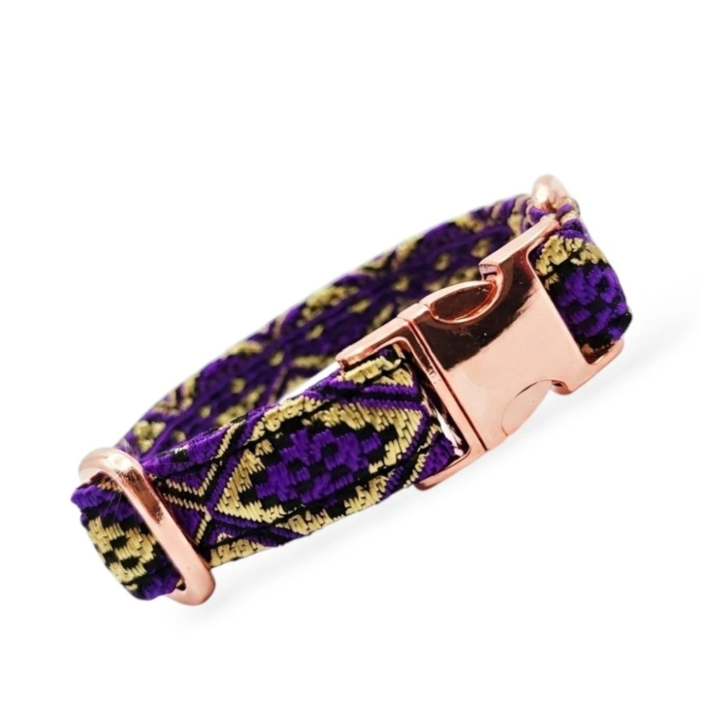 Imperial Violet – Luxusní žakárový obojek pro malé psy