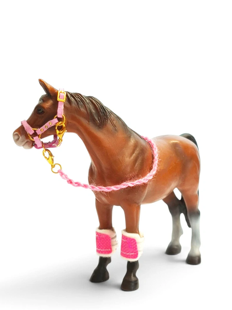 Ohlávka + bandáže pro koně typu Schleich - Pink💖/zvýhodněný set