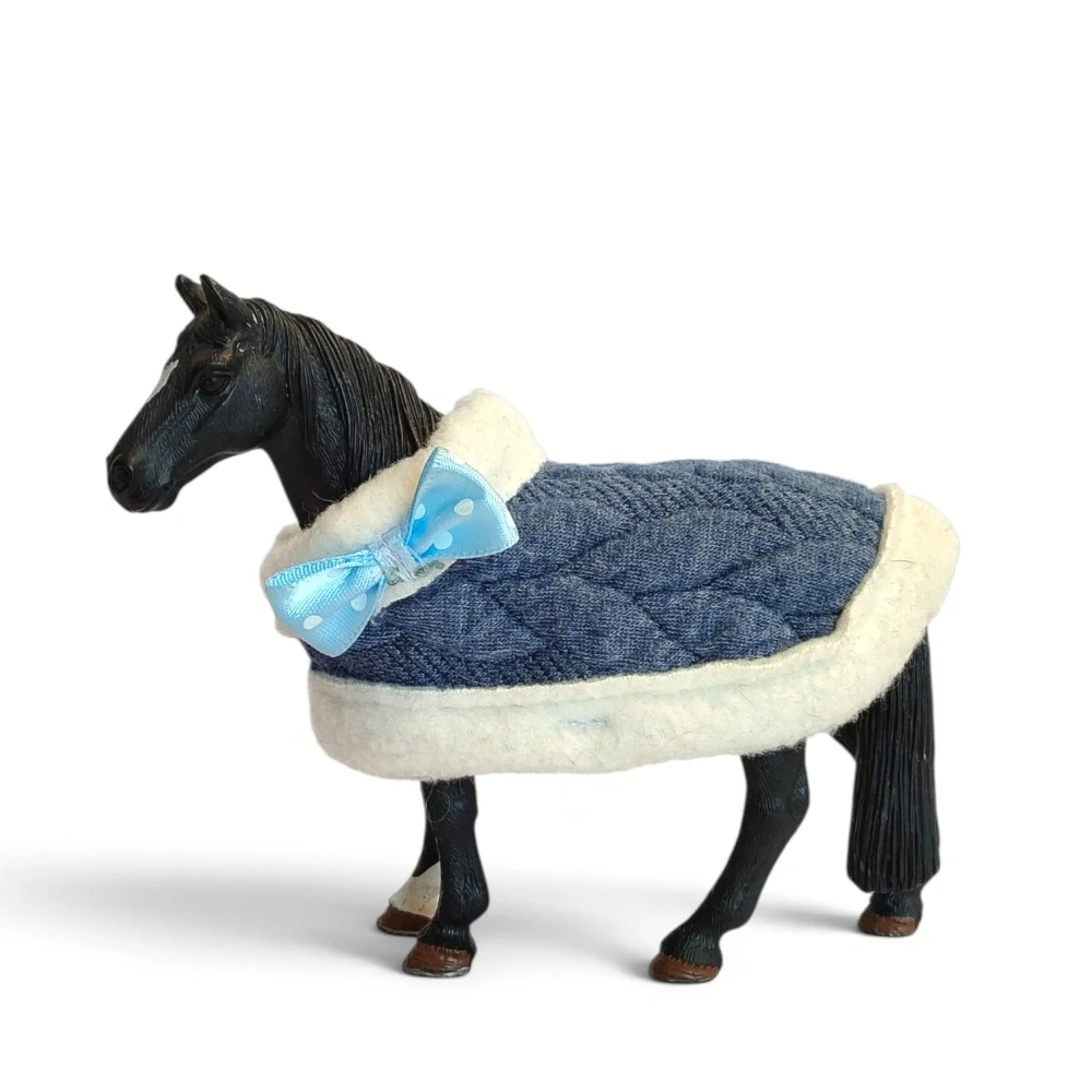 Deka pro koně typu Schleich - úplet modrý
