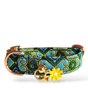 Žakárový skvost "Azure Flower" – obojek pro malé pejsky