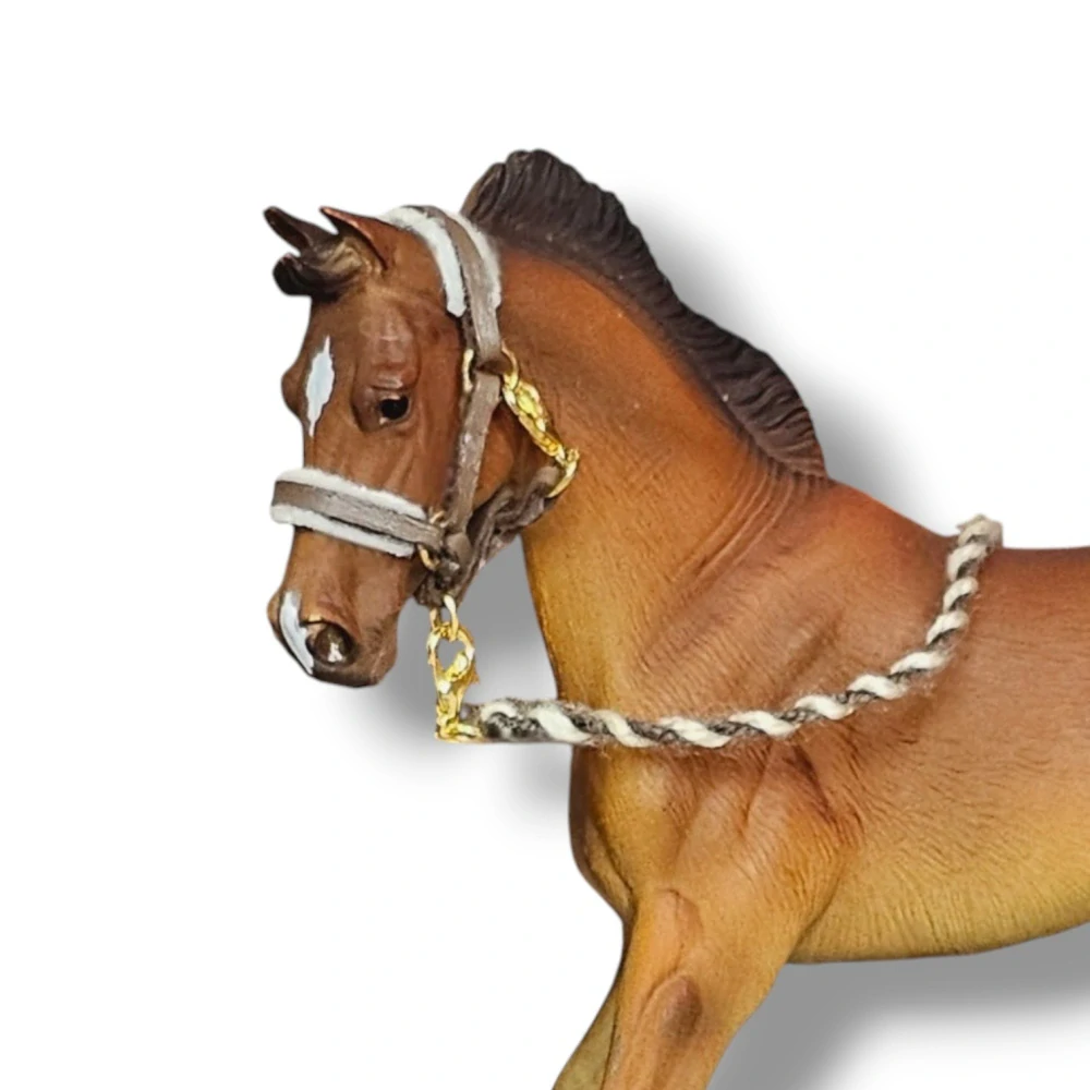 Ohlávka pro koně typu Schleich - šedo*hnědá