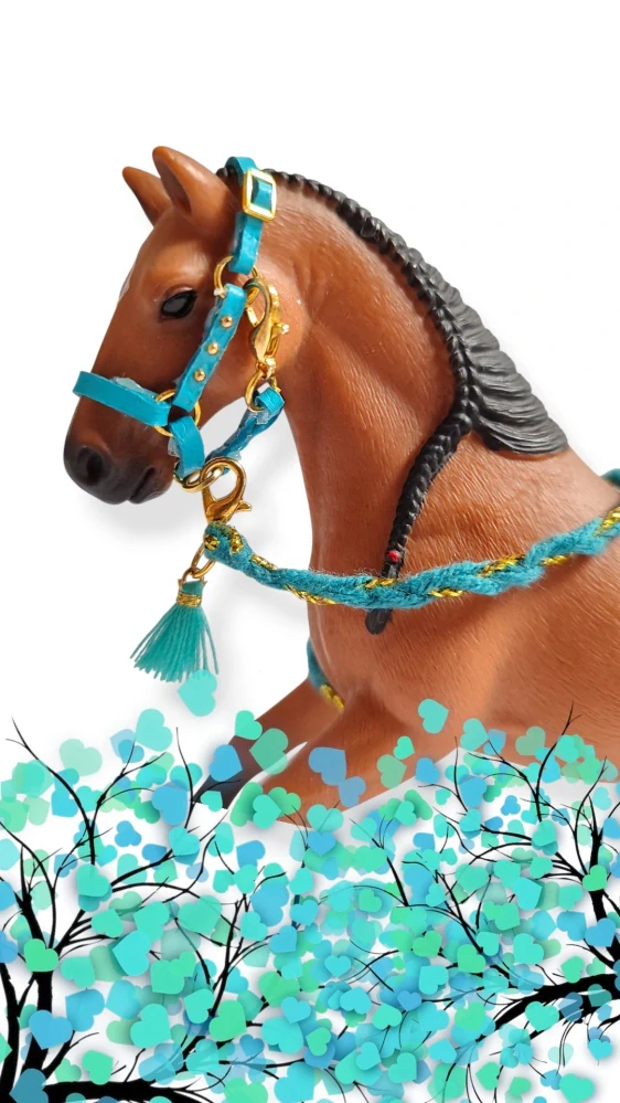 Ohlávka pro koně typu Schleich - Luxury Oriental tyrkys 